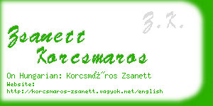 zsanett korcsmaros business card